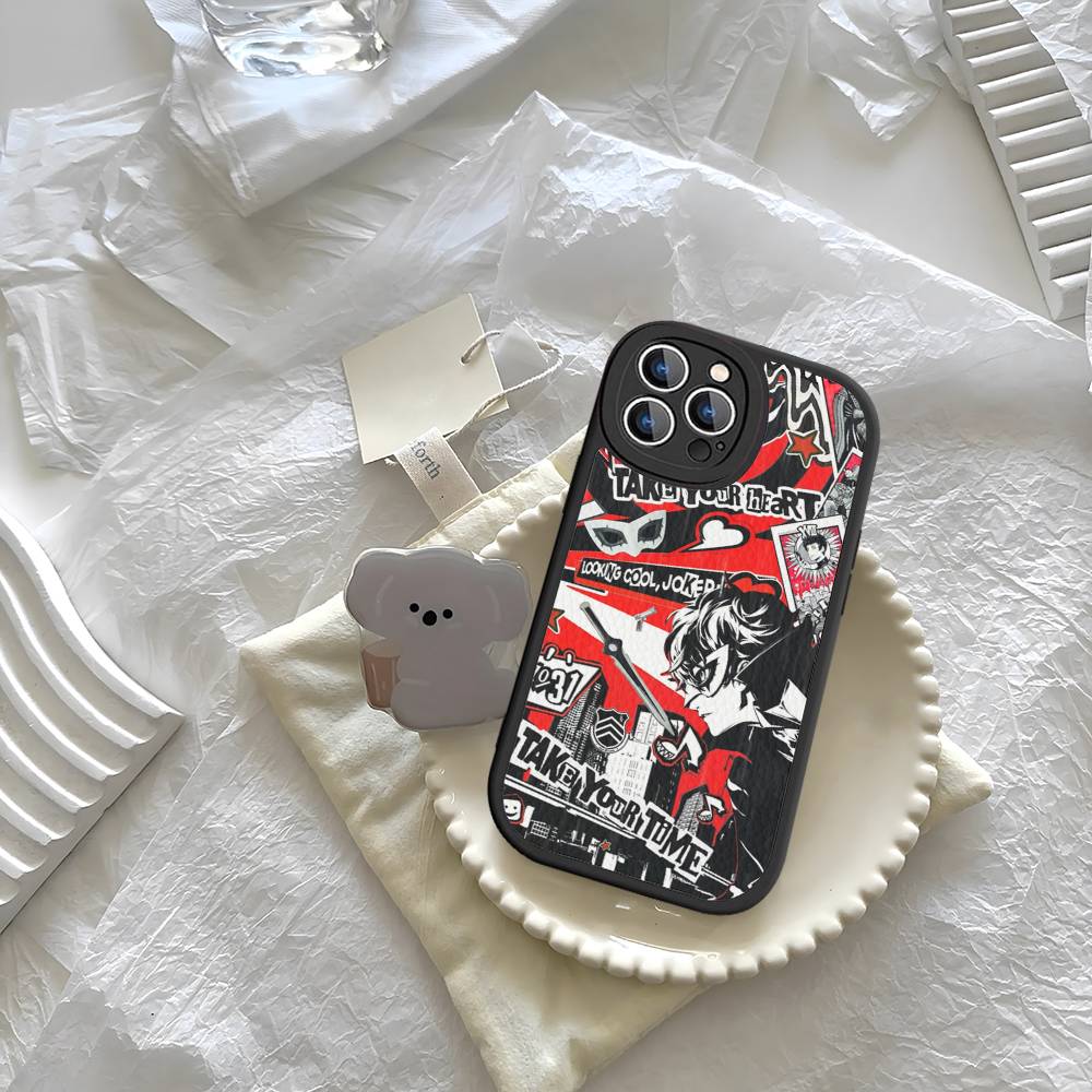 Persona 5 For iPhone 16 15 14 13 12 11 Pro Max Plus Shockproof Leather Soft Phone Cover