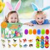 12Pcs Prefilled Easter Eggs Easter Basket Stuffers with Dinosaur Toys Filled Easter Egg Gift Colorful for Kids Toddlers