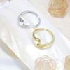 Adjustable Ring - 2.0g Dual-Tone Intertwined Open Cuff Design, Simple Yet Elegant Vacation Style, Women'S Ring for Daily and Holiday Occasions