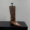 Inner heightening pointed western cowboy boots women's shoes 2025 new spring and autumn single boots brown Maillard medium tube long boots