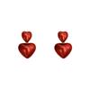 Silver needle new year red earrings women in wind stud earrings retro temperament ears