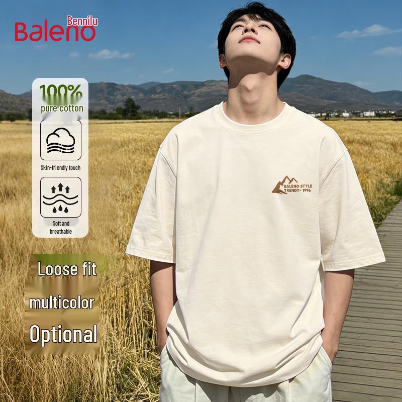 Baleno Men's Pure Cotton Heavyweight Loose Fit Round Neck T-Shirt