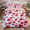 Temu Brushed Red Heart Bedding Set - Duvet Cover & Pillowcase