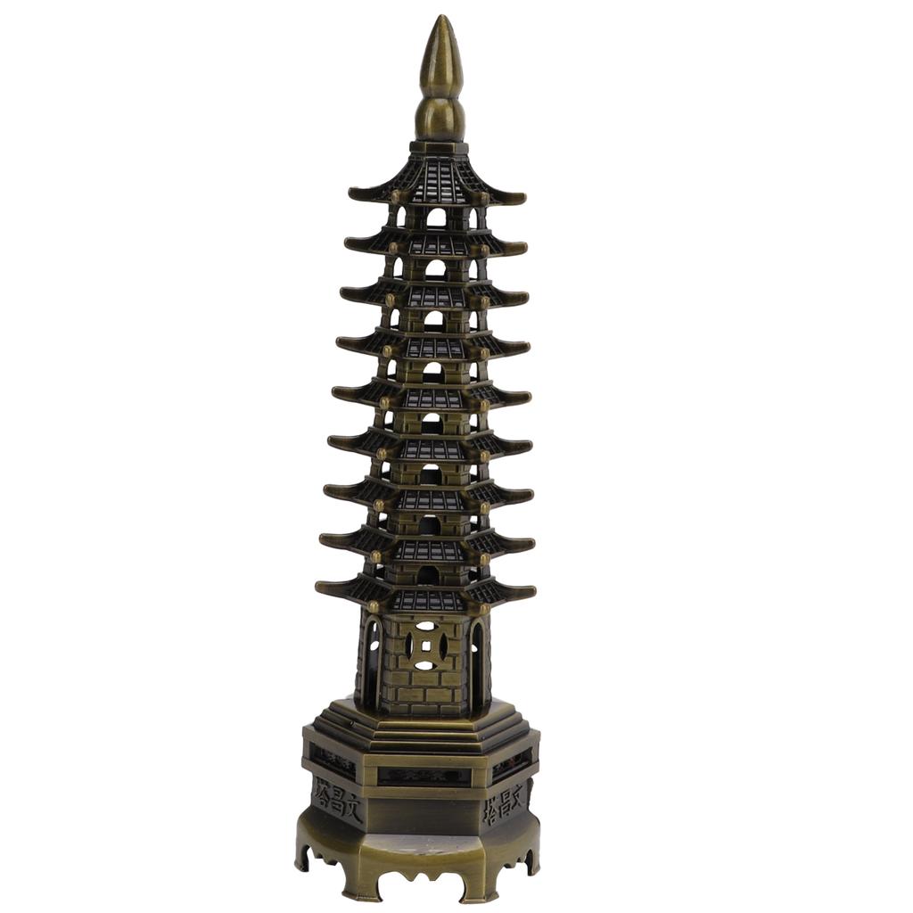 Tower Model Green Bronze Alloy 18cm 9 Levels WenChang Tower Desktop Ornament for Home Office Decoration Gift