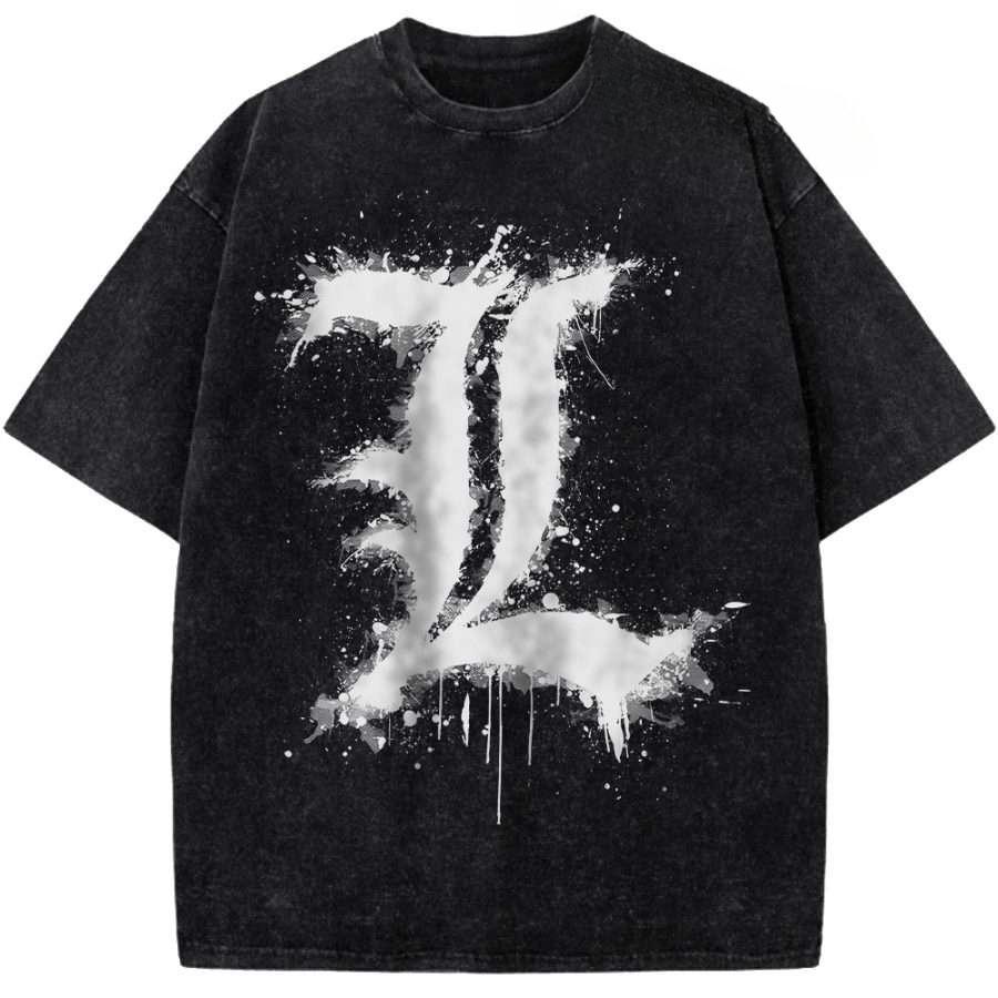 

Manga Death Note L Lawliet Printed Tee Men Women Oversized Clothing Washed Cotton T-shirt Vintage Casual T Shirt Harajuku Tshirt S чёрный