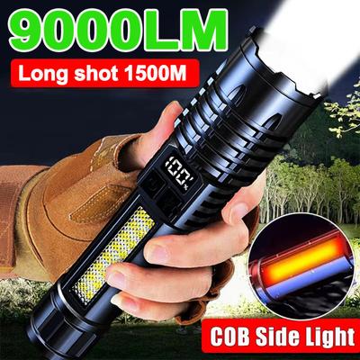 Potenti Torce a LED Alta Potenza Ricaricabili Torce a LED Zoom Telescopico Lampada Torcia per Esterno Campeggio Pesca Lanterna