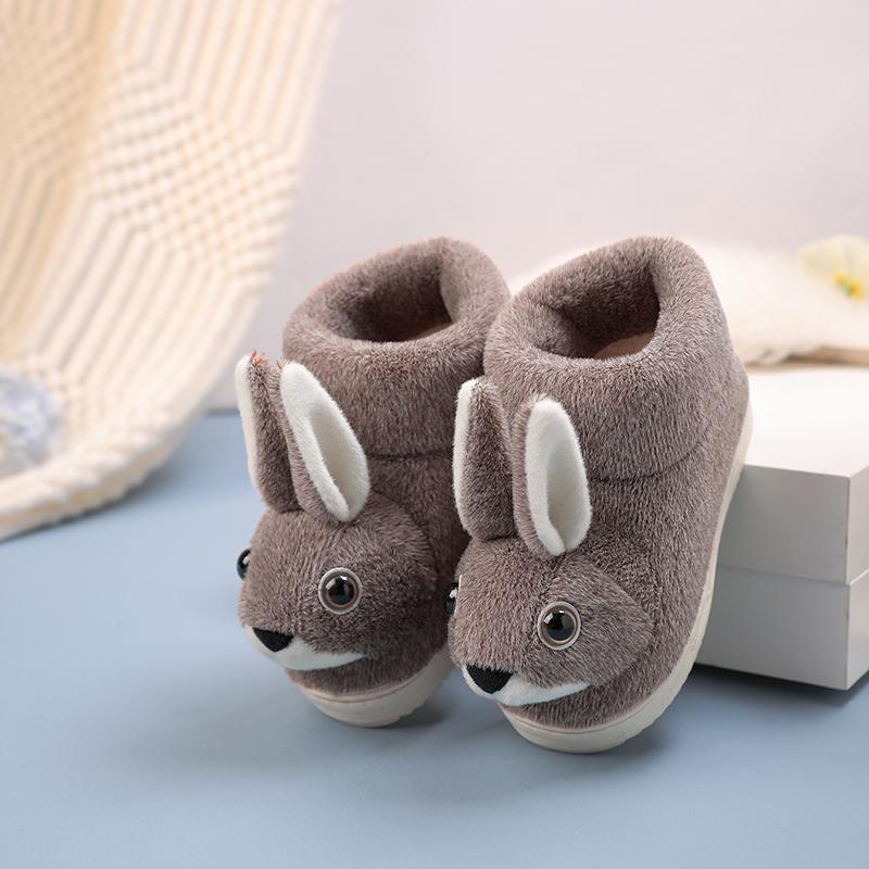 

Детские хлопковые тапочки с сумкой, с толстой подошвой и милым кроликом, утолщенные теплые новые для мальчиков и девочек, домашние детские пушистые туфли 195 (inner length 18cm_5 -6 years old) хаки