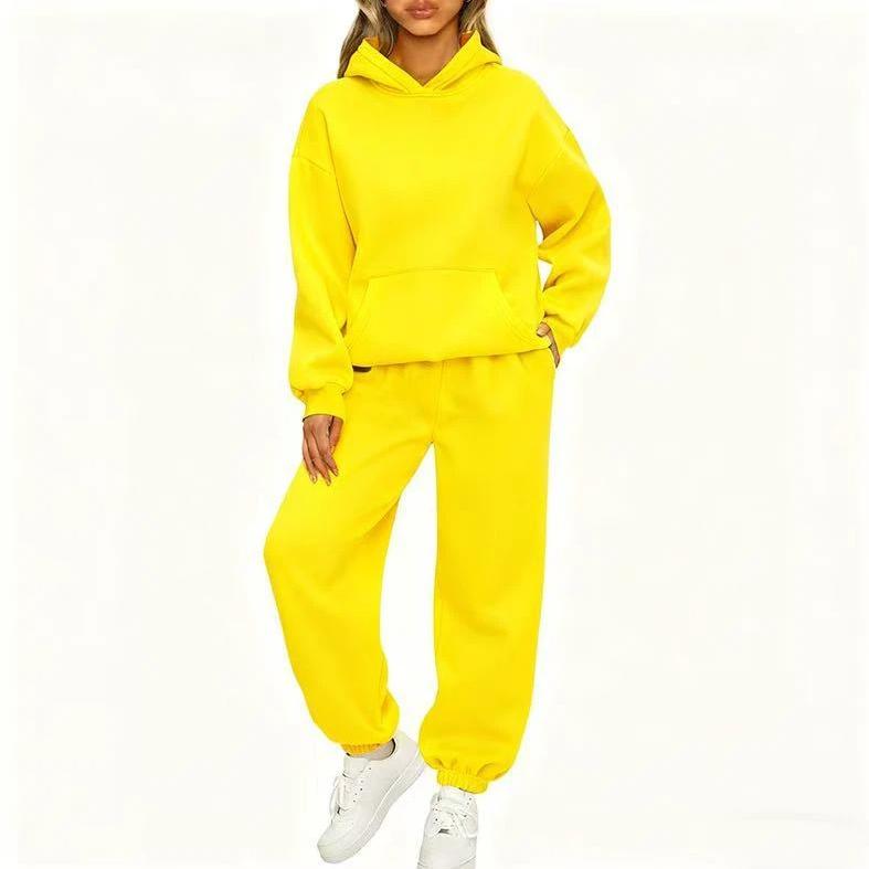 Autumn Winter Women's 2 Piece Hoodie Set, Casual Sportswear with Jogger Pants and Pullover Hoodie, Street Style Lounge Wear for Daily Outfits