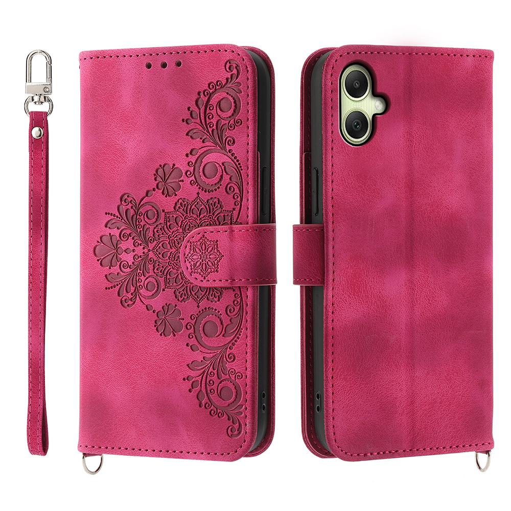For Samsung Galaxy A07 4G Case Flower Pattern PU Leather Wallet Phone Cover with Strap