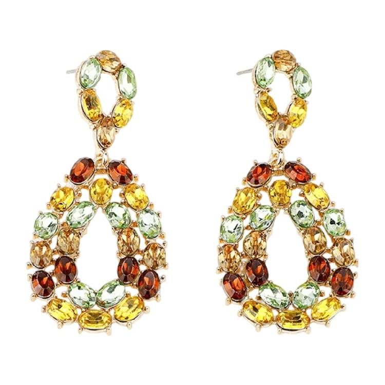 

Dazzling Teardrop Alloy Dangle Earrings Hypoallergenically Rhinestones Earwear Handmade Jewelry For Sensitive Skin