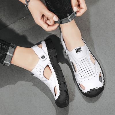 2024 Men's Summer Leather Breathable Handmade Sandals Leather Shoes Classic Men's Sandals Leather Outdoor Handmade Men Slippers