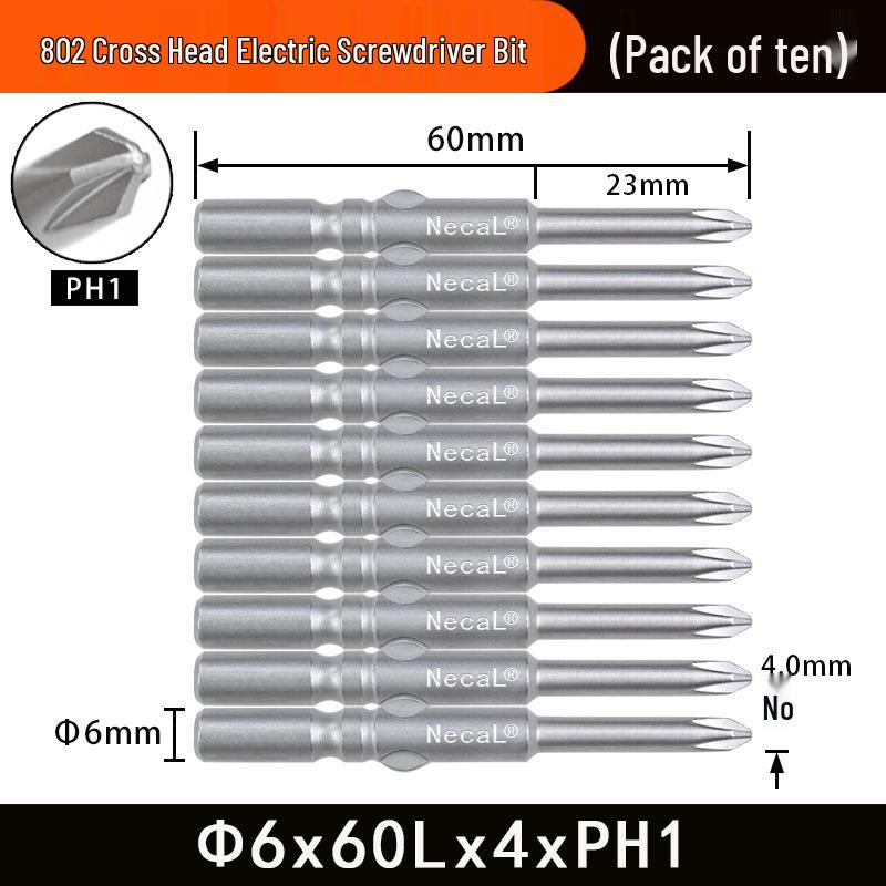 Nigao 802 Magnetic S2 Steel Electric Screwdriver Bit, 6mm, 60/80mm Length