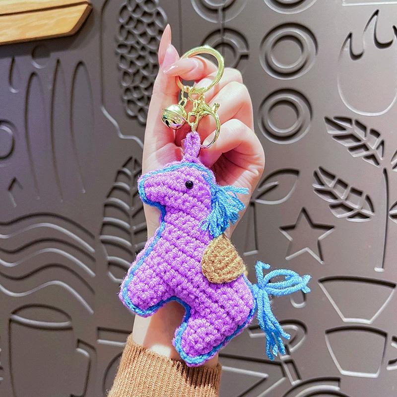 1PC Knitted Gift Hand Knitting Cartoon Pony Keychain Creativity Bag Pendant Crochet Wool Keychain