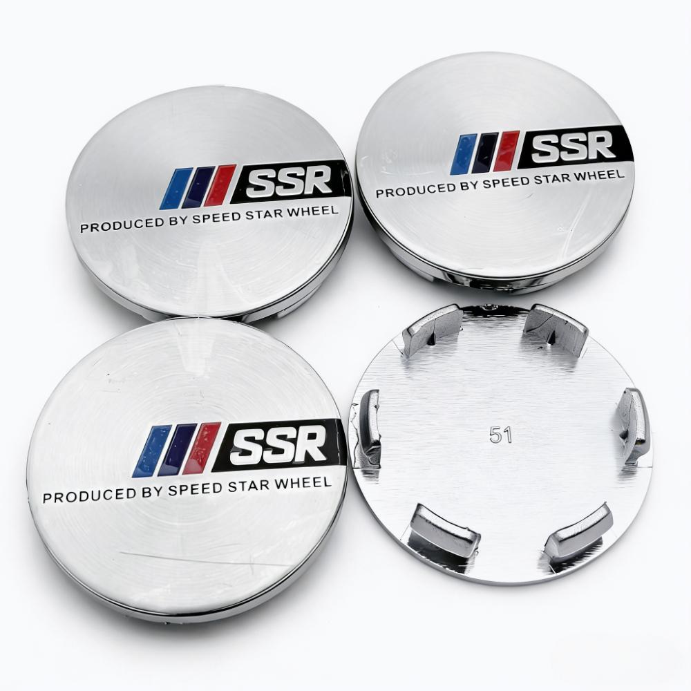 4pcs 51mm 46mm SSR Logo Emblem Badge Car Wheel Center Caps Rim Hub Center Dust Cover Wheel Hubcaps Replace Car Accessrories