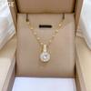Light Luxury Full Diamond Micro-Inlaid Zircon Shining Temperament Super Fairy Necklace Copper Electroplated Real Gold Pendant