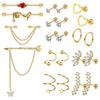 Zirconia stud earrings, stainless steel pierced ear bone pins set, body piercing accessories