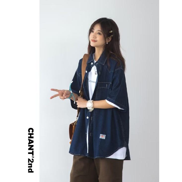 Japanese Retro Fashion Brand Summer Loose Denim Short Sleeved Shirt Artistic Youth Workwear Shirt Men'S And Women'S Layered Jacket
