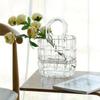 Clear Glass Vase Bag Handbag Basket Transparent Terrarium Flower Vase Floral Arrangement Accessories Living Room Decoration