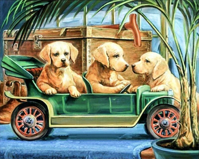 5D DIY Diamond Painting Cross Stitch Full Square Round Drill Embroidery Animal Dog Handmade Wall Decor