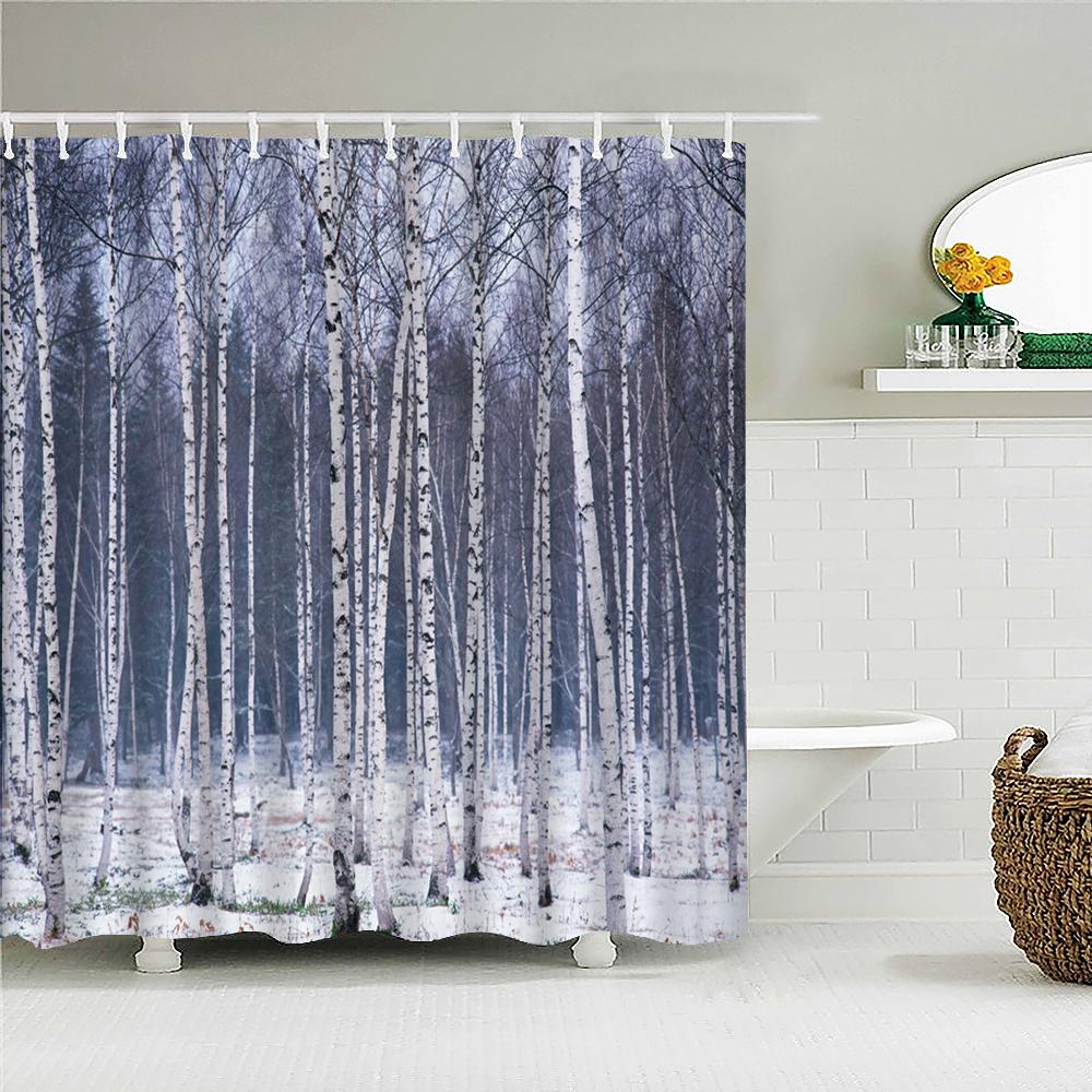 Hochwertiger Wald Natur Landschaft Stoff Duschvorhang Wasserdicht Bedruckt Badezimmer Vorhänge für Badezimmer Dekoration mit Haken