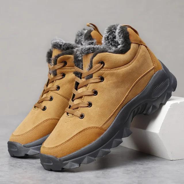 Men Snow Boots Outdoor Shoes For Male Thick Sole Sneakers for Men Winter Shoes  Keep Warm Fluff Ankle Boots