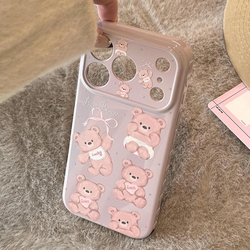 Husă de telefon cu ursuleț drăguț de desene animate pentru iPhone 17 și iPhone 17 Pro Max