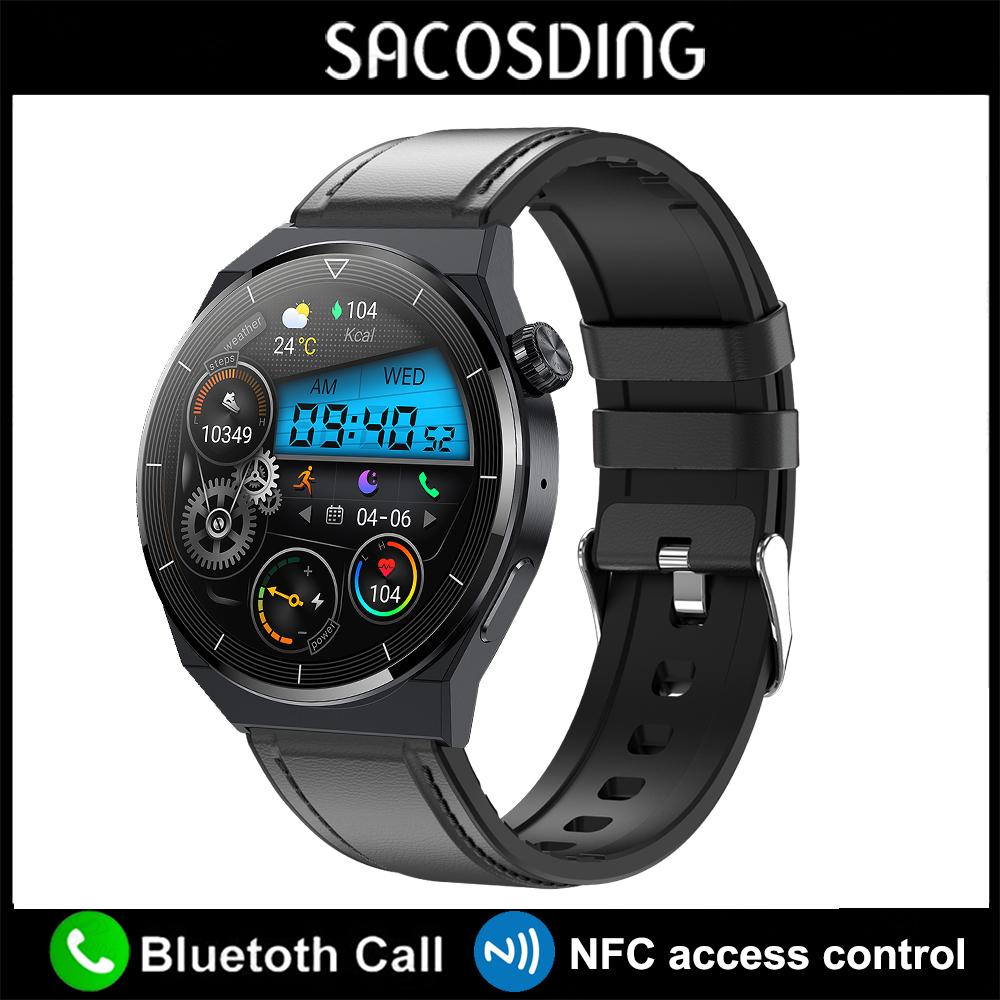 SACOSDING NFC Smart Watch Men GT3 Pro AMOLED 390*390 HD Screen Heart Rate Bluetooth Call IP68 Waterproof SmartWatch For Huawei Xiaomi