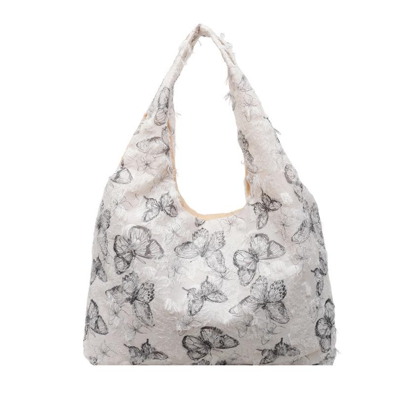 ins super beautiful embroidered butterfly lace fairy bag travel women's bag canvas bag literary large capacity casual shoulder bag