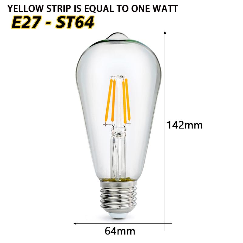 Bombiilas Filament LED Light Bulb Candle Light Glass Bulb Lampara LED Lamp Lighting Bedroom Warm Light E27 220V 240V ST64 A60 T45 G45 G80 G95