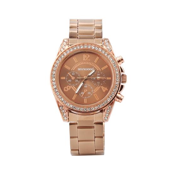 Dámské módní náramkové náramkové hodinky z nerezové oceli s lesklým kamínkem