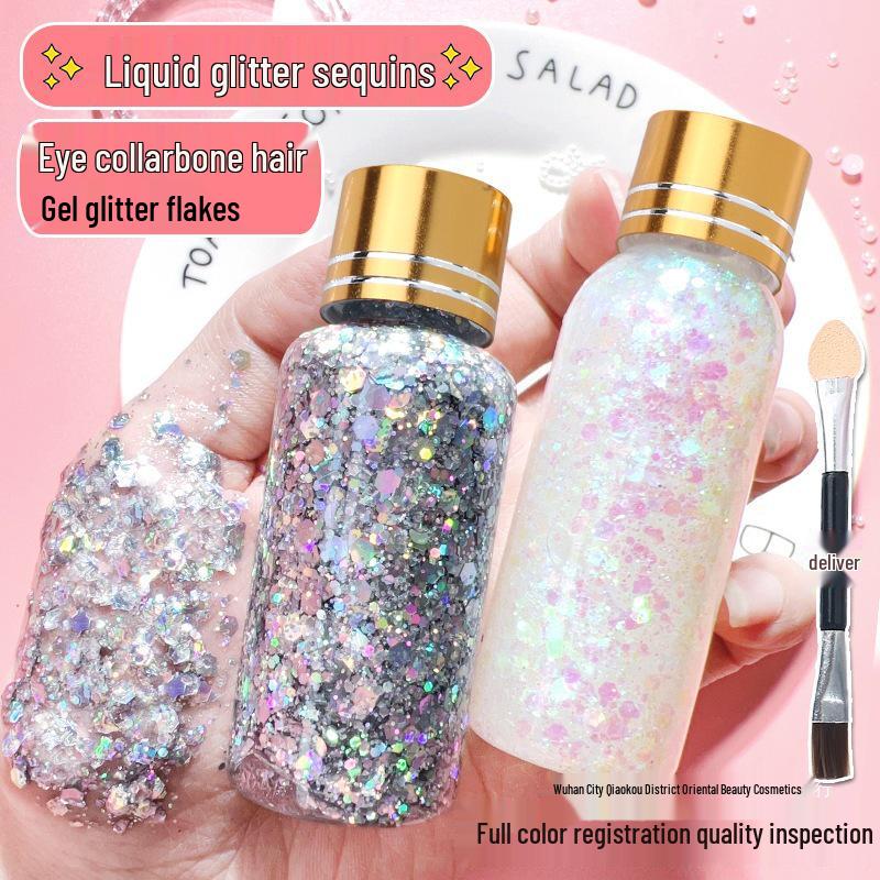 VNKT Super Shimmer Liquid Glitter Eyeshadow: Shimmering, Pearlescent Glitter for Stage Makeup and Student Performances.
