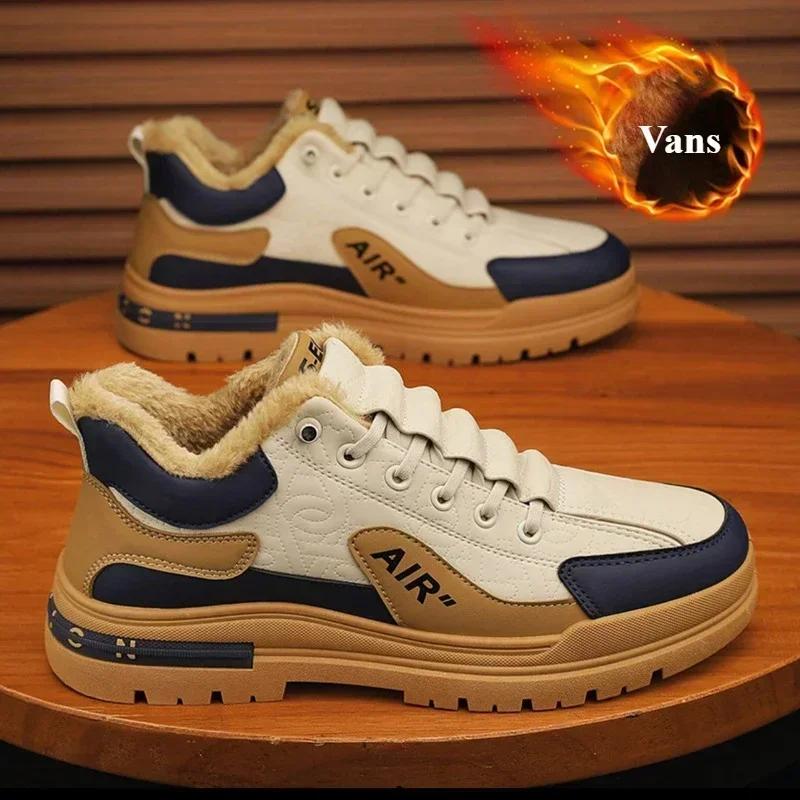 Fashion Winter Men's Boots Casual Velvet Keep Warm Thick Soled Sneakers Male Luxury High Tops Non-slip Walking Shoe Zapatillas De Hombre