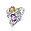 925 Sterling Silver Ring Natural Amethyst, Sky, Peridot, Citrine Fine Jewelry for Women's Anniversary and Engagement Gift