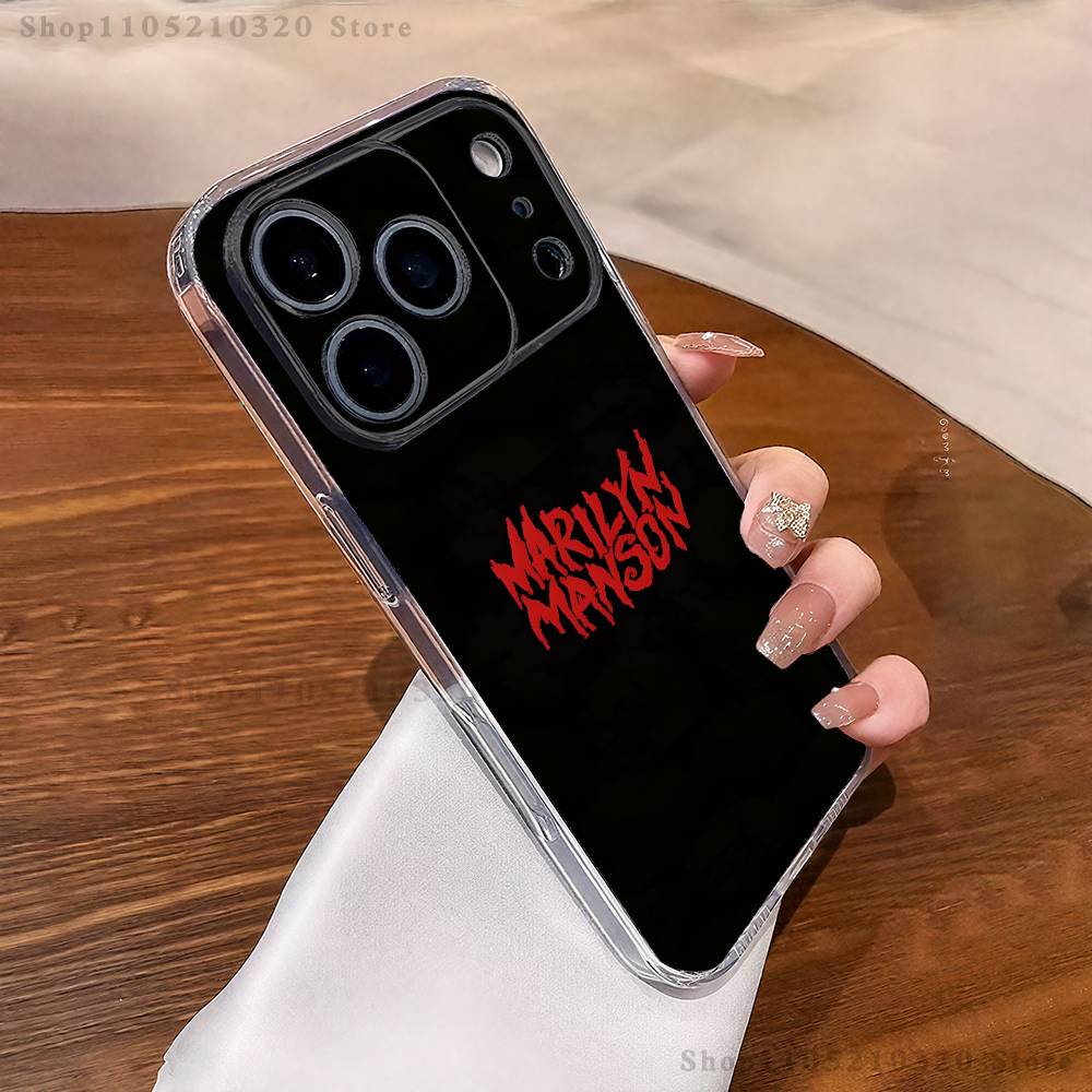 M-Marilyn M-Manson Phone Case For iPhone 17,16,15,14,13,12,11 Pro,Max,Plus,XR,Mini,E Clear Full-coverage Soft Cover