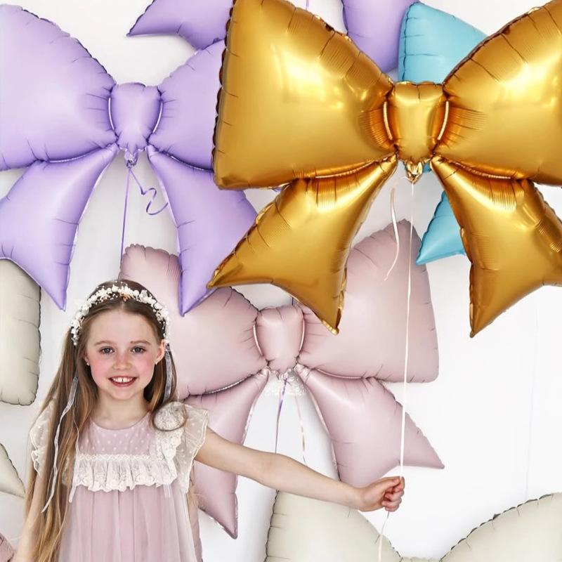 Bow Aluminum Film Balloon Photo Prop, Girl Birthday Party Scene Decoration Prop Balloon