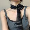 Fashionable Neck Scarf Lightweight Long Muffler with Elegant Round Dot and Rose Pattern Trendy Women's Accessory