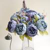 13 Heads Artificial Flower Silk Fabric Realistic Peony Bouquet with Soft Touch Home Wedding Display Office Decoration