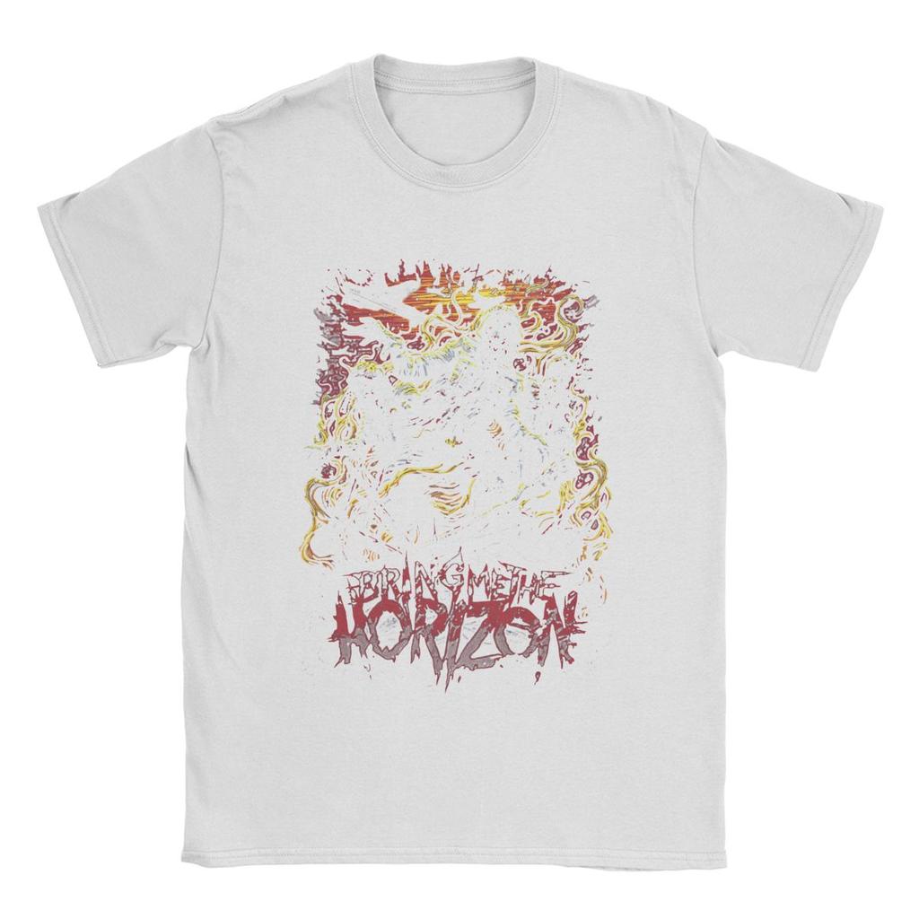 Men's T-Shirt Bring Me The Horizons Rock Vintage 100% Cotton Tees Short Sleeve Gothic Metal Band T Shirts Crewneck Tops Big Size