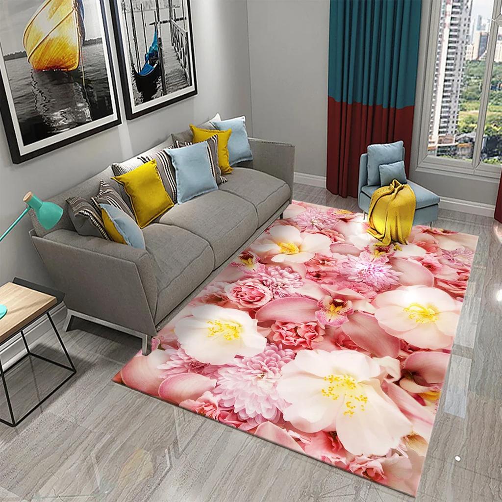 Colorful Broken Flower Carpet for Living Room Bedroom Decor Floor Carpet Sofa Coffee Table Area Rug Floral Door Mat Bathroom Mat