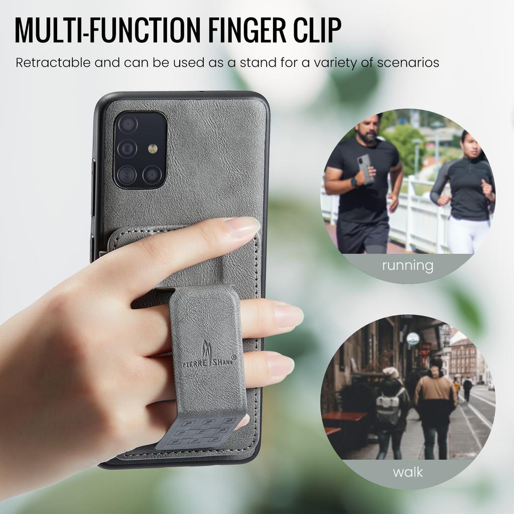 For Samsung Galaxy A51 4G SM-A515 Case Card Holder Leather Coated TPU Phone Cover