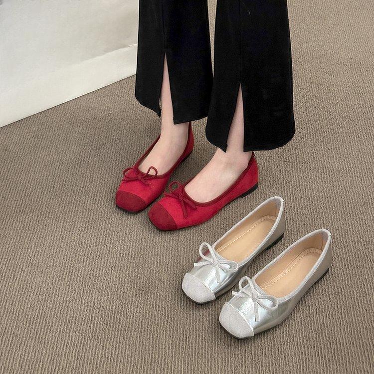 New Square-toed Flat Single-shoe Women's Casual Soft-soled Large-sized Shallow Ballet Shoes