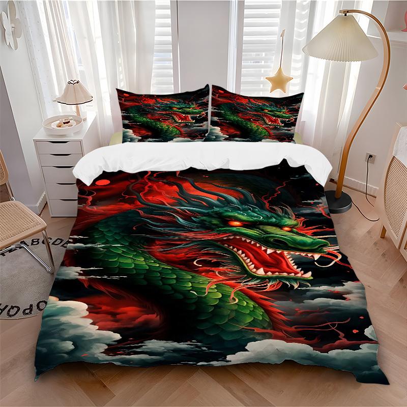 

3pcs Dragon Fantasy Bedding Set, Includes Without Pillow Inserts, Soft Comfortable Bedding Set,All-Season Use a0924067 135x200cm