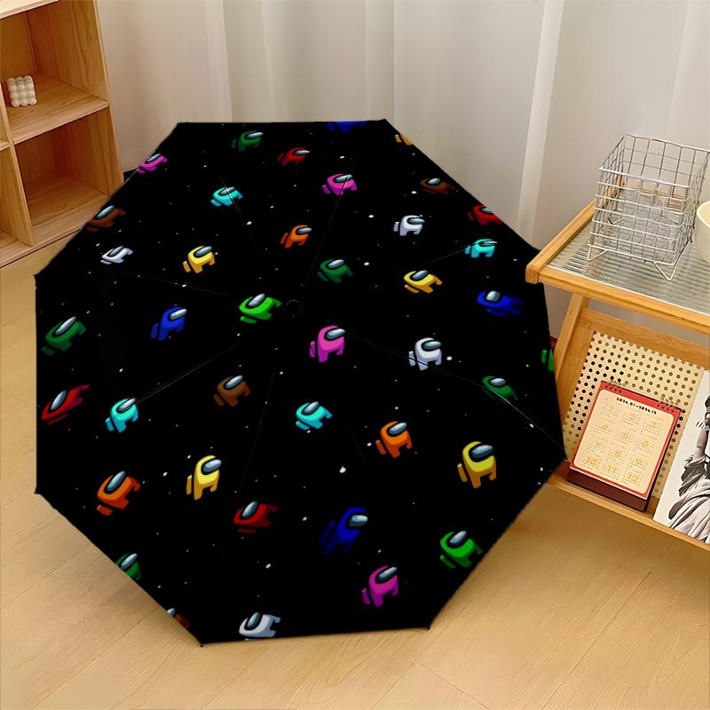 Among Us Print 8?Ribs Automatic Umbrella Wind Resistant Lightweight Folding Umbrella For Outdoor Travel