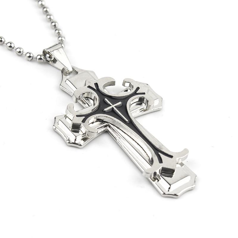 2024 Cross-Border Domineering Men's Necklace - Gold, Black, Silver Oil Drop Cross