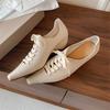 Fashion New Spring Genuine Leather Woman Shoes Pointed Toe Women Pumps Shoes for Women Chunky Heel Lace Loafers Fashion Gladiator Shoes