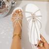 Fashionable Women's Sandals with Rhinestones 2025 Summer Style One Foot Two Wear Casual Fashion Outerwear Flat Bottom Water Rhin