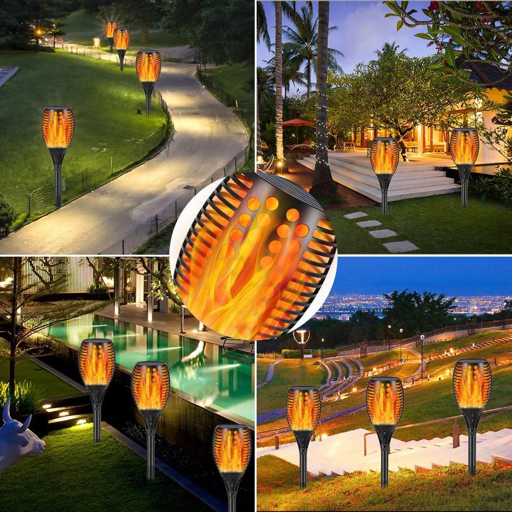 96 LED Solar Flame Simulation Waterproof Outdoor Garden Lamp