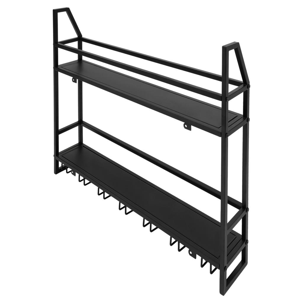 Wall Mounted Wine Rack – Industrial Style 2-Tier Storage Organizer for Bottles & Goblets