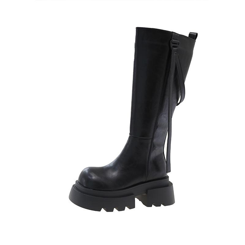 Thick Soled Knee High Long Boots For Women  New Fashion Versatile Long Boots Autumn  Winter With Plush British Fashion Boots