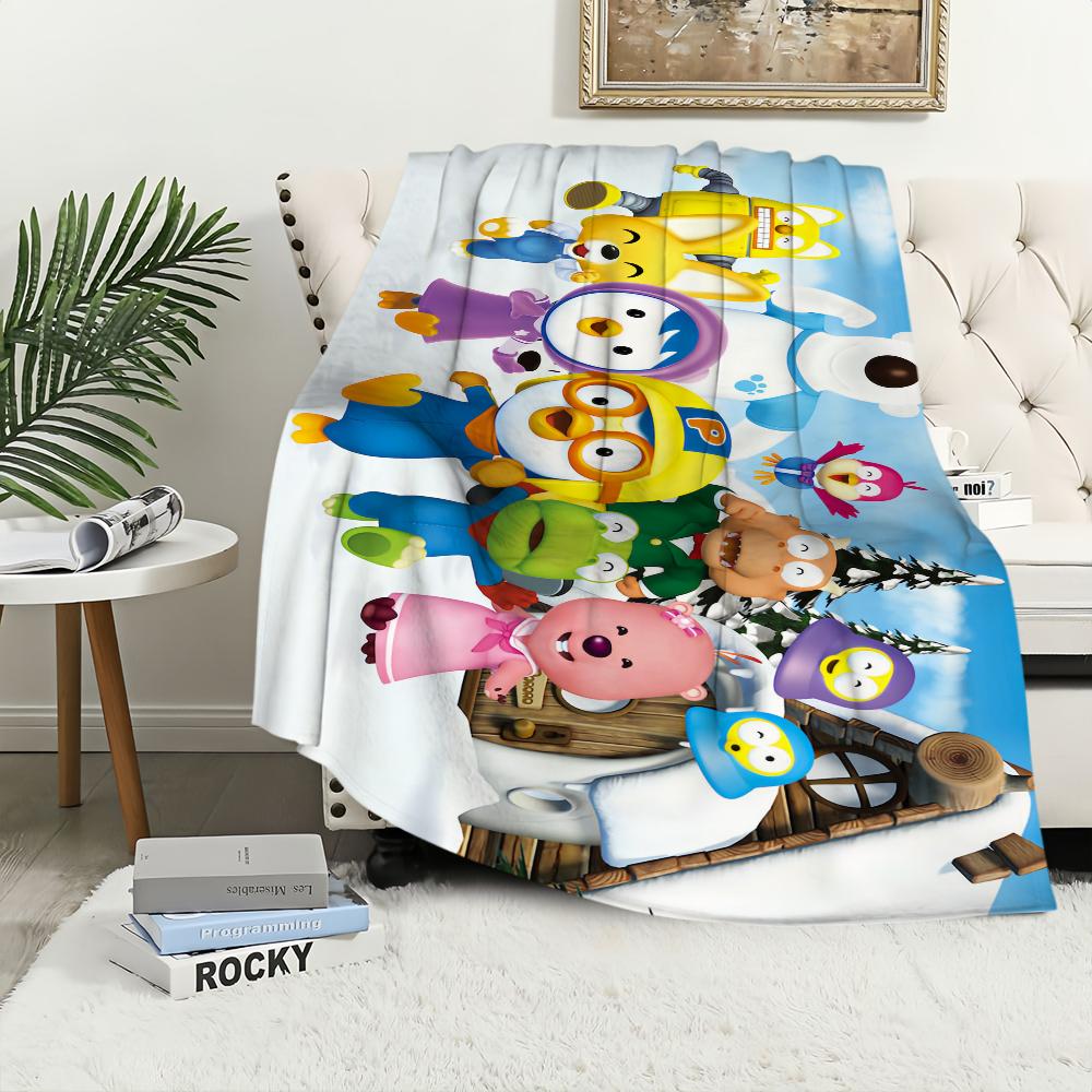 Cartoon Cute P-Pororos-S Penguin Blanket Travel Gift Comfort Warm Soft Plush Suitable For Sofa Living Room Office Bedroom